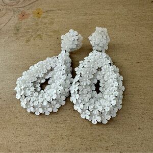 White floral beaded earrings